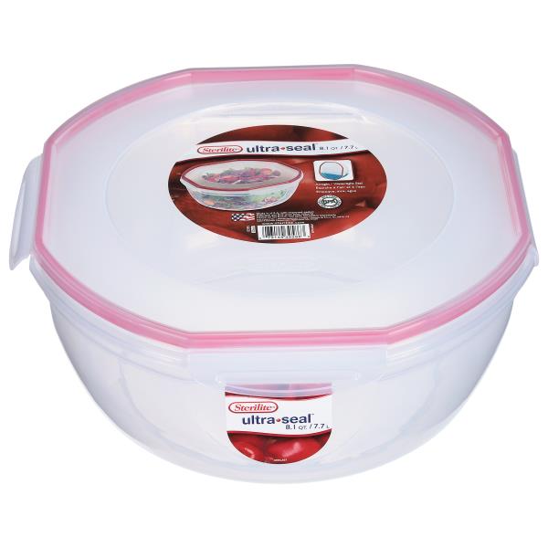 Sterilite Ultra Seal Bowl, 8.1 Quart, Plastic Containers