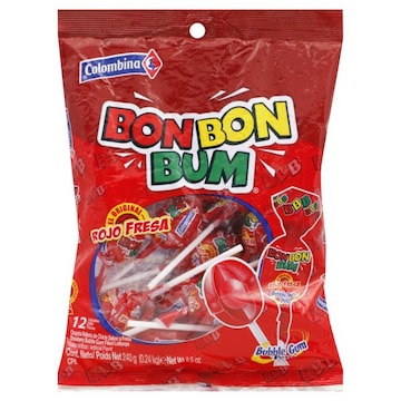 Colombina Bon Bon Bum Bubble Gum Pops, Strawberry