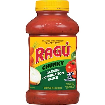 Ragu Chunky Garden Combination Pasta Sauce with Diced Tomatoes, Onions, Celery, Carrots, Zucchini, Green Bell Peppers, 45 OZ