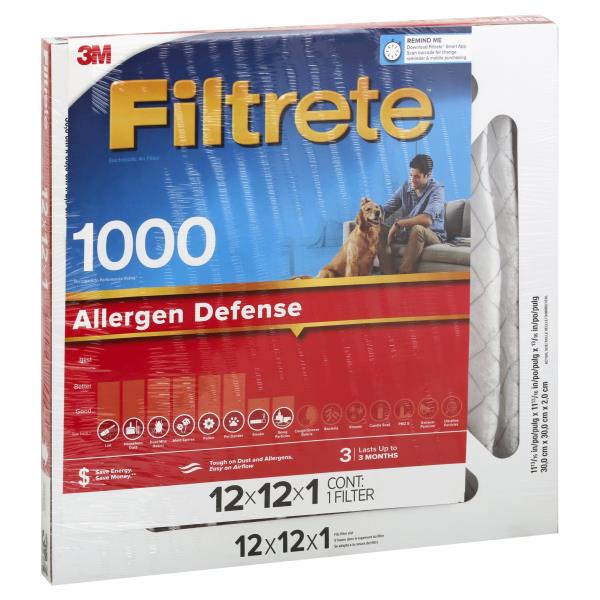 Filtrete Air Filter, 1000 Allergen Defense, 12x12x1 Inches Publix