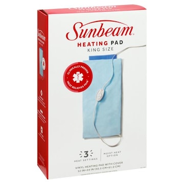 Sunbeam Heating Pad with Cover, Vinyl, Light Blue, King Size