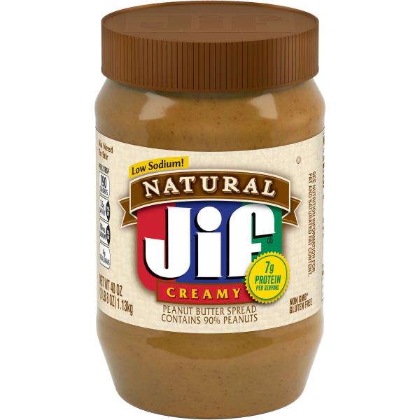 Jif Peanut Butter Spread, Low Sodium, Natural, Creamy Publix Super