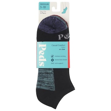 Peds Socks, No-Show, Cushion, Casual Comfort, Black, Ladies, Medium 5-10