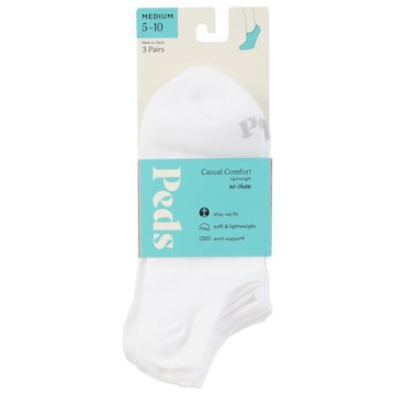 Peds Socks, No-Show, Lightweight, Casual Comfort, White, Ladies, Medium 5-10