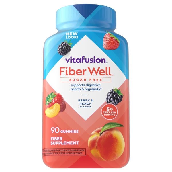 Vitafusion Sugar Free Gummies Berry & Peach Flavors Fiber Well