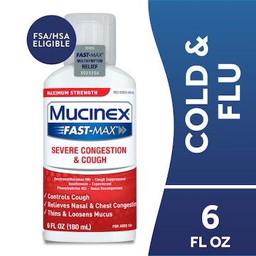 MUCINEX® Maximum Strength Mucinex Fast-Max Severe Congestion & Cough is a multi-Symptom relief medicine for your congestion & cough symptoms.  Mucinex® is the