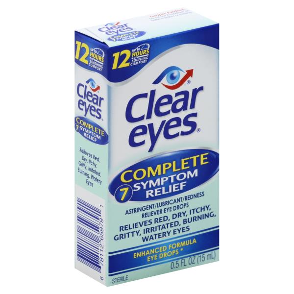 Clear Eyes Eye Drops, Enhanced Formula, Complete, 7 Symptom Relief ...