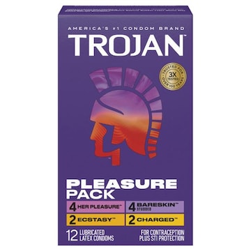 Trojan Assorted Lubricated Latex Condoms Pleasure Pack