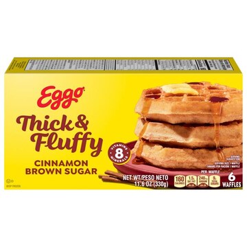 Eggo Thick and Fluffy Frozen Waffles Cinnamon Brown Sugar, Frozen Breakfast