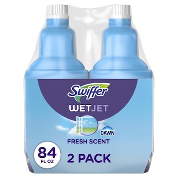 Swiffer WetJet Multi-Surface Floor Cleaner Solution Refill with the Power of Dawn, Open-Window Fresh, 84.4 fl oz