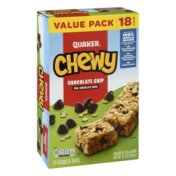 Quaker Chewy Granola Bars, Chocolate Chip, Value Pack, 18 Pack | Publix ...