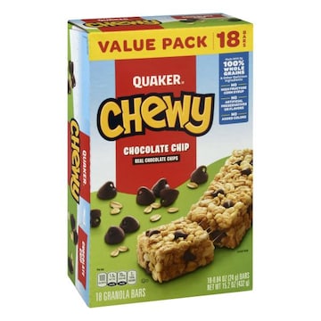 Quaker Chewy Granola Bars, Chocolate Chip, Value Pack, 18 Pack