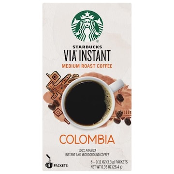 Starbucks Via Instant Coffee, Instant and Microground, 100% Arabica, Medium Roast, Colombia