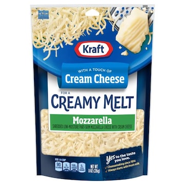 Kraft with a Touch of Cream Cheese for Creamy Melt Mozzarella Shredded Cheese