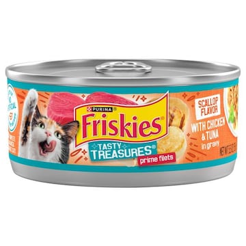 Friskies Tasty Treasures Cat Food, Prime Filets, with Chicken & Tuna in Gravy, Scallop Flavor, Adult