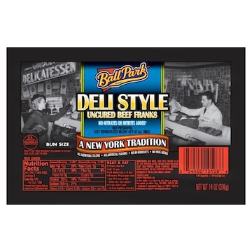 Ball Park Beef Franks, Uncured, Deli Style, Bun Size