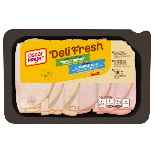 Oscar Mayer Deli Fresh Oven Roasted Turkey Breast & Smoked Uncured Ham Sliced Lunch Meat Variety