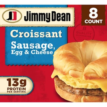 Jimmy Dean Croissant Breakfast Sandwiches with Sausage, Egg, and Cheese, Frozen, 8 Count