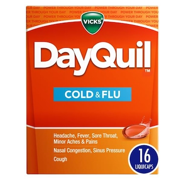 Vicks Cold & Flu Vicks DayQuil Cold & Flu, LiquiCap Over-the-Counter Medicine, 16ct