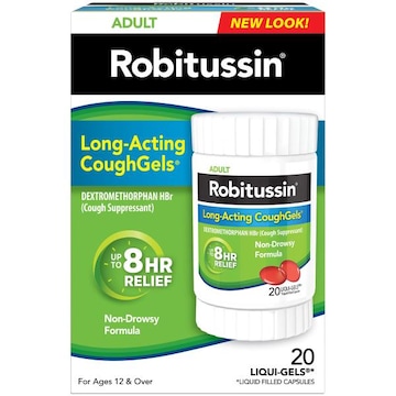 Robitussin Long-Acting CoughGels, Cough Medicine for Adults - 20 Liqui-Gels