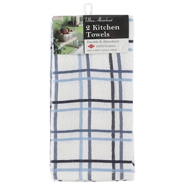 Ritz Kitchen Towels, Ultra Absorbent, Multi Check, Fed Blue