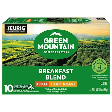 Green Mountain Coffee Roasters Decaf K-Cup Pods Light Roast Breakfast Blend Coffee