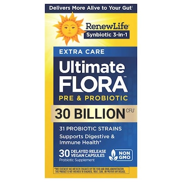 Renew Life Ultimate Flora Capsules Extra Care Synbiotic 3-in-1 Pre & Probiotic