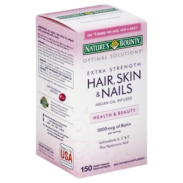 Nature's Bounty Optimal Solutions Hair, Skin & Nails, Extra Strength, 5000 mcg, Advanced, Rapid Release Liquid Softgels