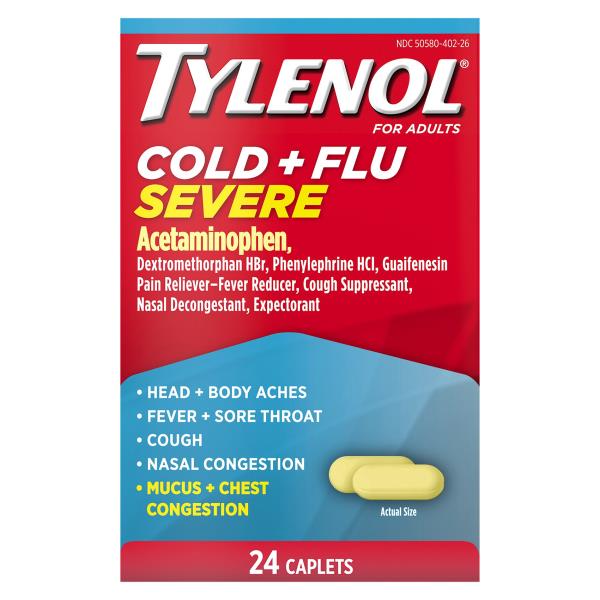 Tylenol Cold + Flu Severe, for Adults, Caplets Publix Super Markets