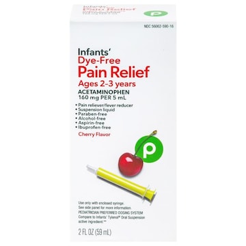 Publix Dye-Free Infant's Cherry Flavor 160 mg per 5 ml Pain Relief