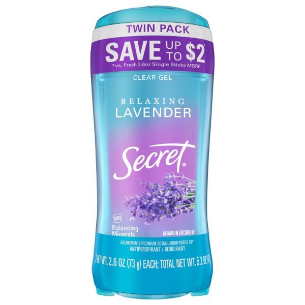 Secret Clear Gel Relaxing Lavender Antiperspirant/Deodorant Twin