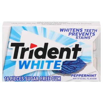 Trident White Gum, Sugar Free, Peppermint