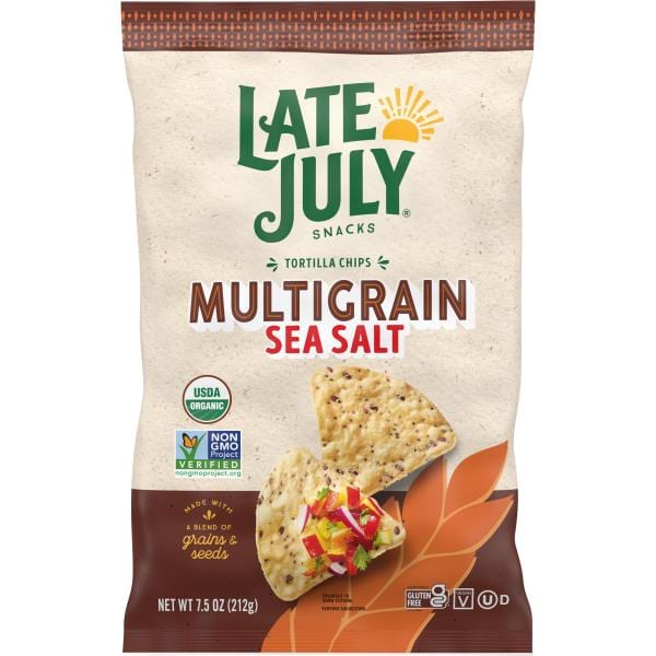 LATE JULY® Snacks Multigrain Multigrain Organic Tortilla Chips with Sea ...