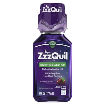 Vicks ZzzQuil Liquid Sleep Aid, Diphenhydramine 50mg HCl, Warming Berry Flavored, 6 FL OZ