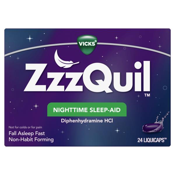 Vicks ZzzQuil Sleep Aid Liquidcaps, 50mg Diphenhydramine HCI, Over