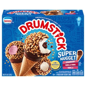 Drumstick Super Nugget Cones Variety Pack - Vanilla, Vanilla Fudge, Strawberry