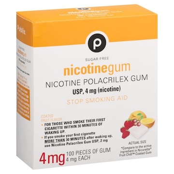 Publix Stop Smoking Aid, USP, 4mg, Gum, Coated Fruit