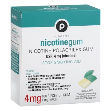 Publix Stop Smoking Aid, 4 mg, Gum, Coated Mint Flavor