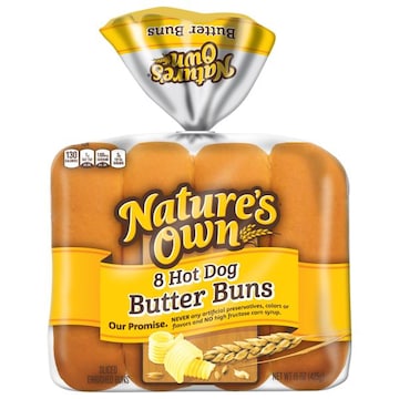 Nature's Own Nature's Own Hot Dog Butter Buns, Soft White Bread Hot Dog Buns, 8 Count