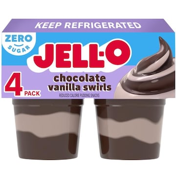 Jell-O Chocolate Vanilla Swirls Sugar Free Ready-to-Eat Pudding Cups Snack