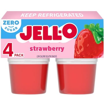 Jell-O Zero Sugar Strawberry Flavor Gelatin Snack Cups