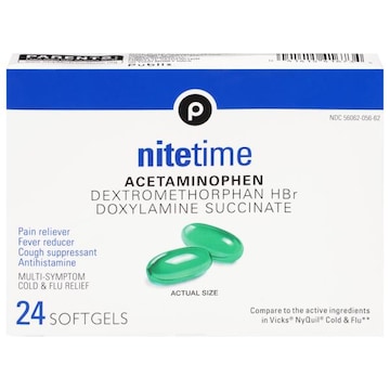 Publix Cold & Flu Relief, Multi-Symptom, Nitetime, Softgels
