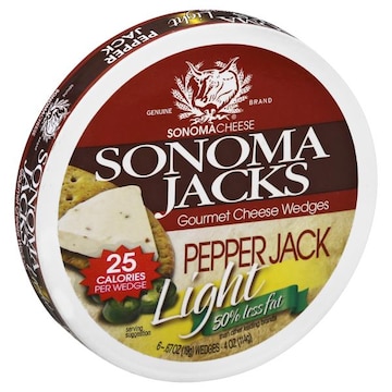 Sonoma Jacks Cheese, Wedges, Pepper Jack, Light