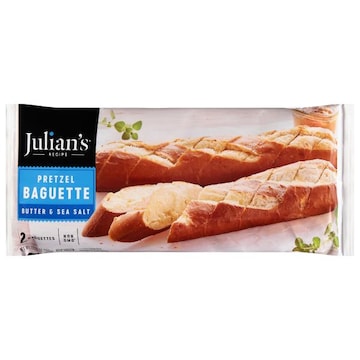 Julians Recipe Baguette, Pretzel, European Style, Butter & Sea Salt