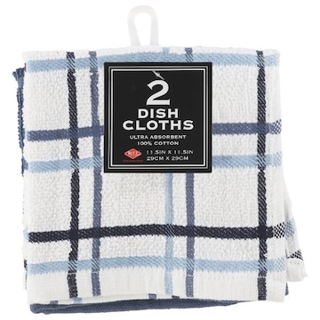 Ritz Dish Cloths, Multi Check, Federal Blue