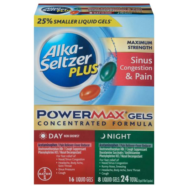 Alka Seltzer Plus Powermax Gels Sinus Congestion And Pain Maximum