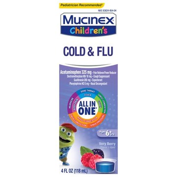 MUCINEX® Children's Liquid Very Berry Flavor Cold & Flu