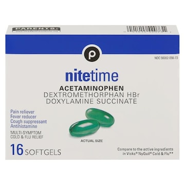 Publix Cold & Flu Relief, Multi-Symptom, Nitetime, Softgels