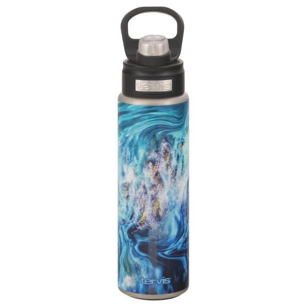 Tervis Water Bottle, Deluxe Spout, Wide Mouth, Teal Splash, 24