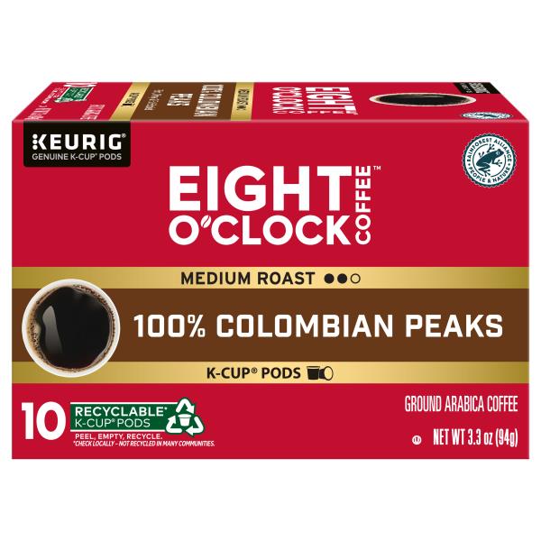 Eight O' Clock Coffee, Medium Roast, 100 Colombian Peaks, KCup Pods